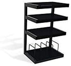 Norstone ESSE HiFi 4 shelf TV/ HI-FI Stand with vinyl records rack in Black Finish ESSEVB