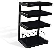 Norstone ESSE HiFi 4 shelf TV/ HI-FI Stand with vinyl records rack in Black Finish ESSEVB