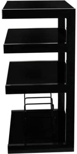 Norstone ESSE HiFi 4 shelf TV/ HI-FI Stand with vinyl records rack in Black Finish ESSEVB