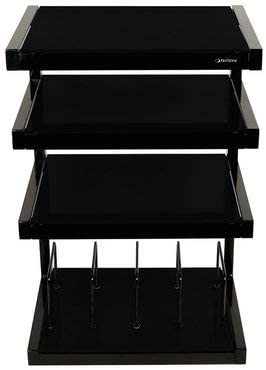 Norstone ESSE HiFi 4 shelf TV/ HI-FI Stand with vinyl records rack in Black Finish ESSEVB