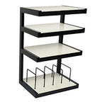 Norstone ESSE HiFi 4 shelf TV/ HI-FI Stand with vinyl records rack in Black/Frosted Finish ESSEVB