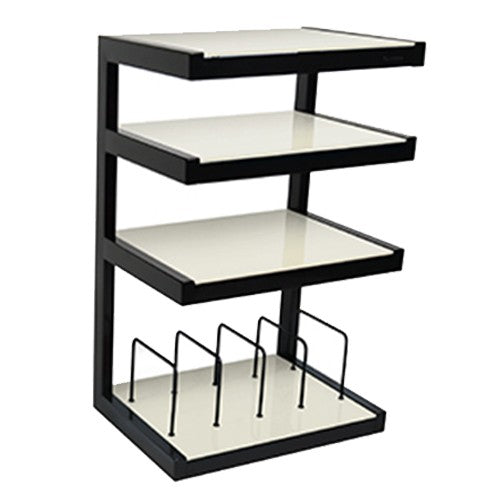 Norstone ESSE HiFi 4 shelf TV/ HI-FI Stand with vinyl records rack in Black/Frosted Finish ESSEVB