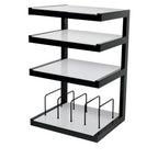 Norstone ESSE HiFi 4 shelf TV/ HI-FI Stand with vinyl records rack in Black/Frosted Finish ESSEVB