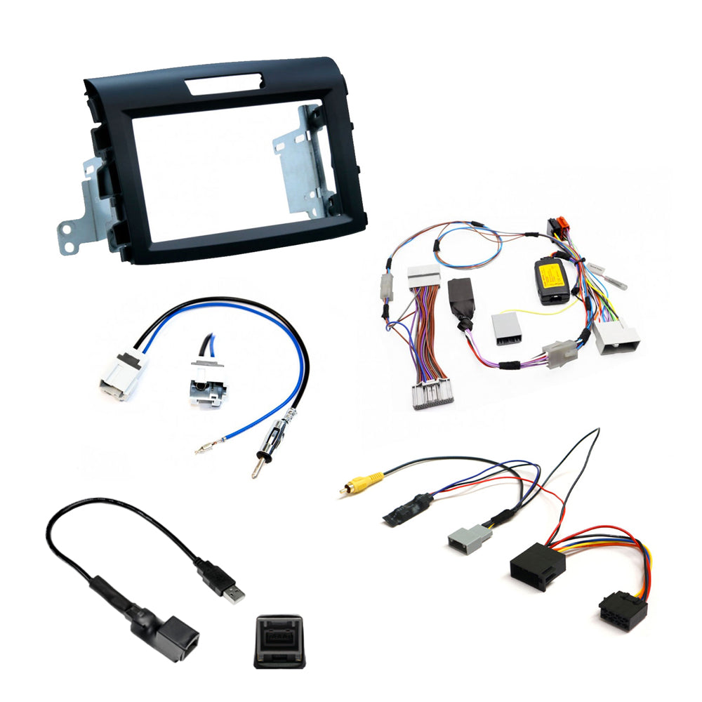 Honda CRV 2012-2017 TYPE B Double Din Stereo Fascia / Steering / Antenna / Original Camera USB Retention Fitting Kit