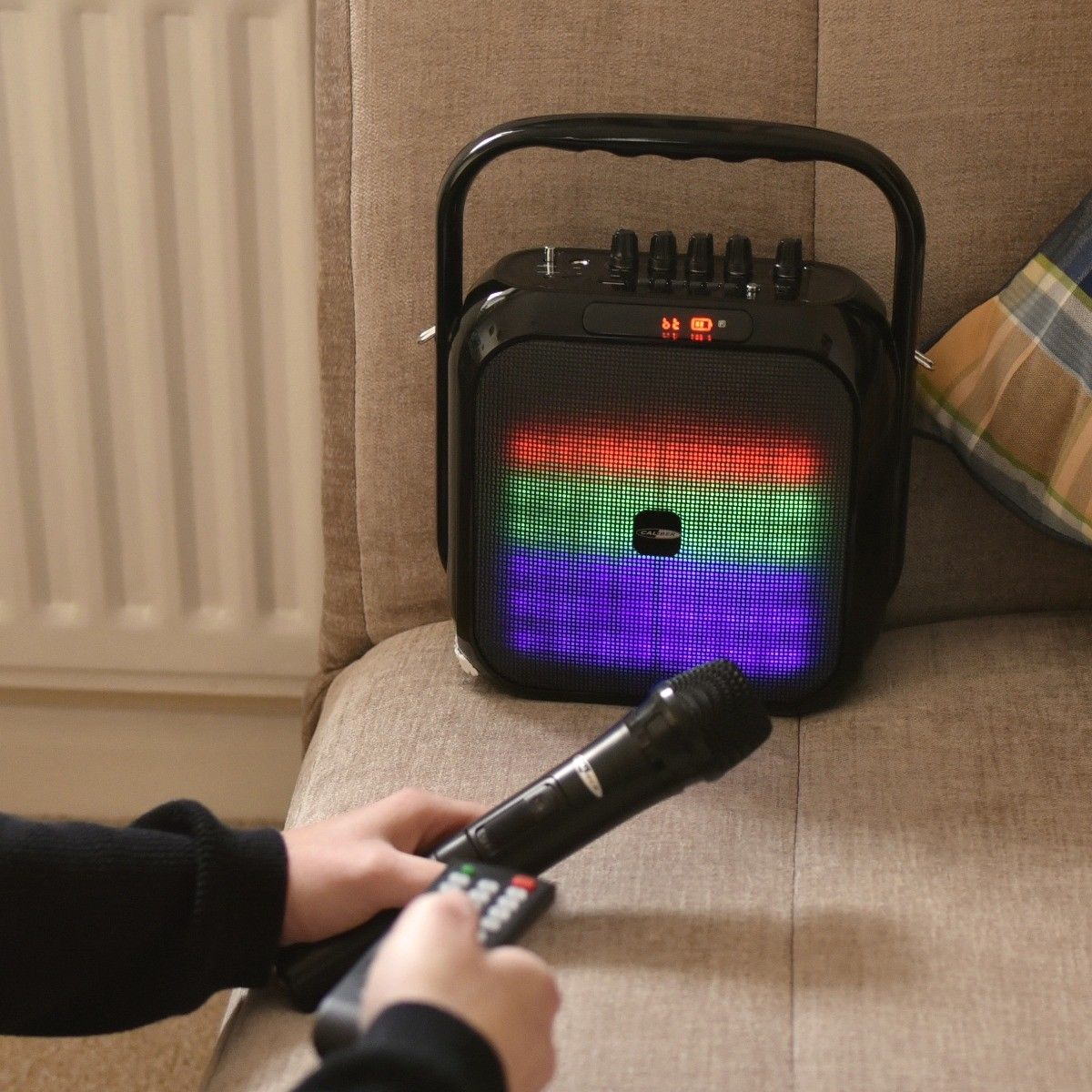 Caliber HPG516BTL Portable Bluetooth® Speaker Karaoke Machine Wireless Mic