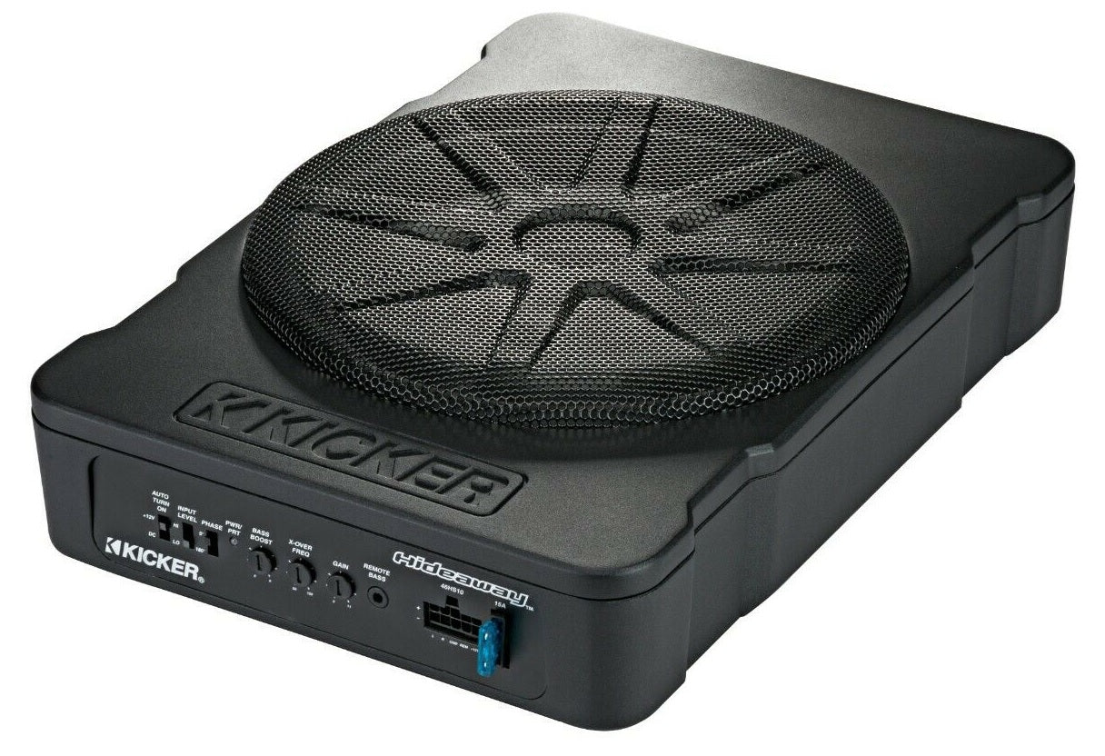 Kicker 46HS10 10" Hideaway Amplified 150 Watt Subwoofer Box KA46HS10 w/ Bass Remote