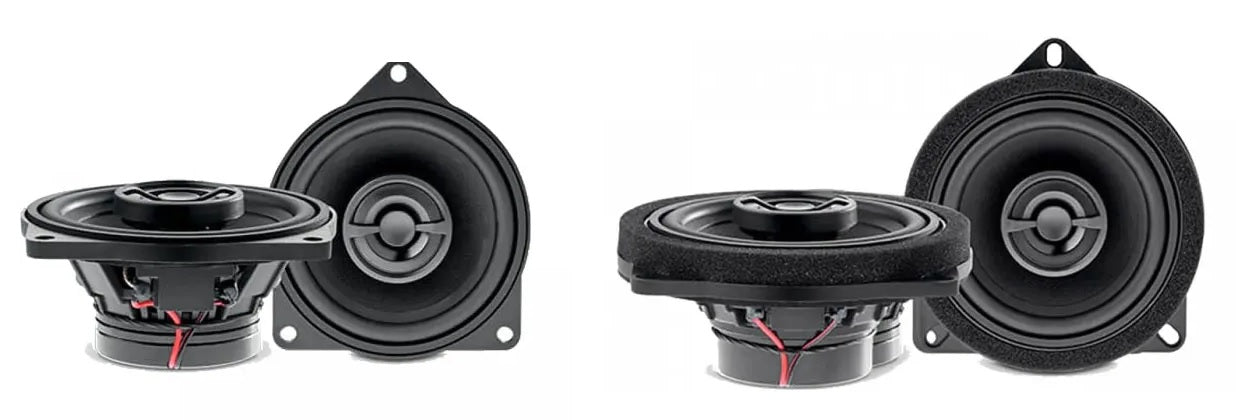 BMW 1 SERIES E81. E87 Focal ICBMW100 +  ICBMW100L SLIMLINE Custom Fit 4" 100mm 2 Way Coaxial Speakers 80 Watts