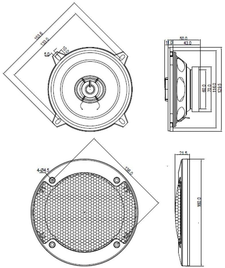 Blaupunkt ICX542 - 2-way Coaxial 130mm (5.25″) 105w speakers