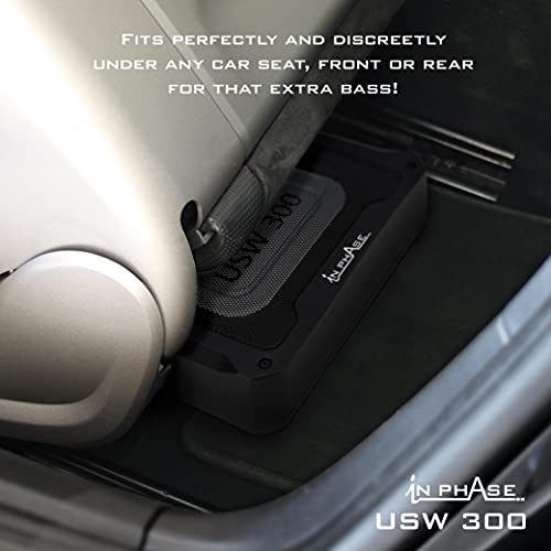 In Phase USW300 active underseat 5" x 8" subwoofer enclosure 300W with built in amplifier