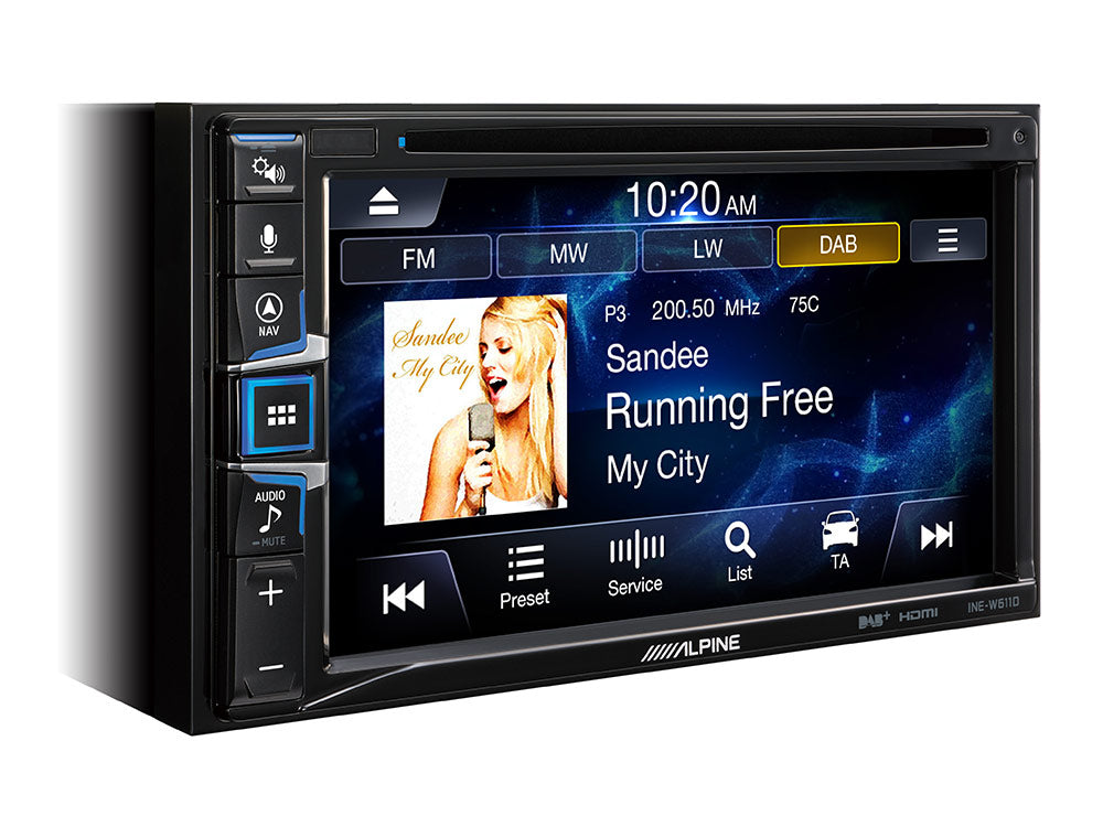 ALPINE INE-W611D 6.5" DVD/DIVX/CD//USB DAB+ digital radio, TomTom SatNav Apple CarPlay Android Bluetooth Reverse Camera