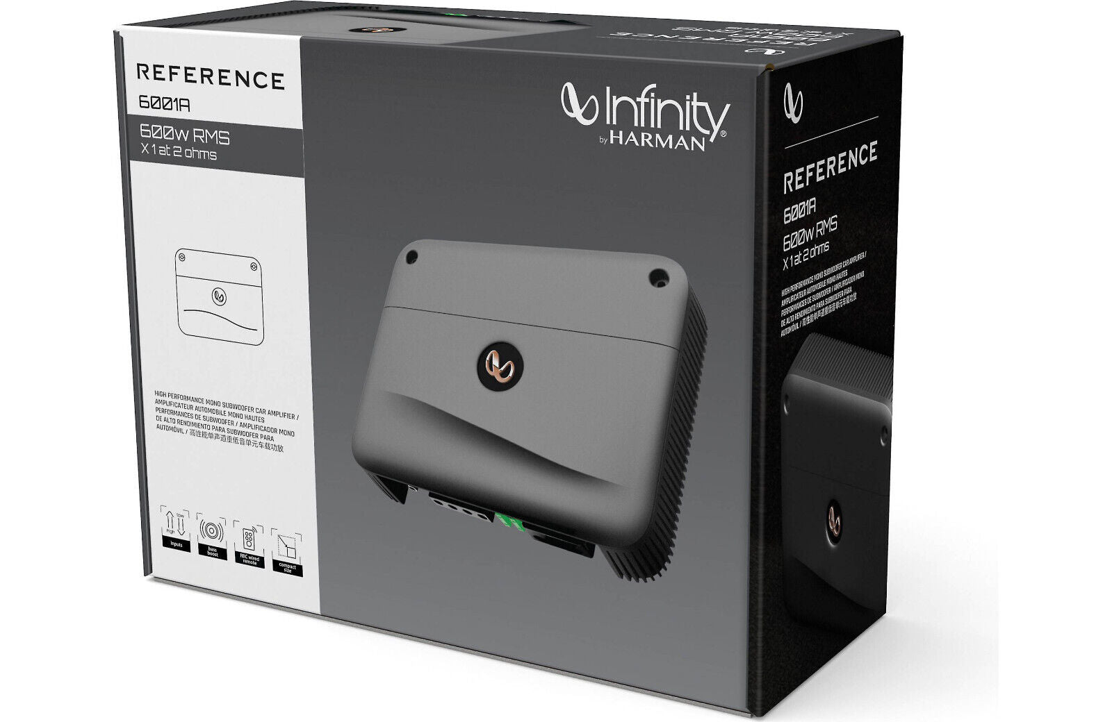 Infinity 6001A 600W Reference Series 600w Class D Monoblock Car Subwoofer Amplifier