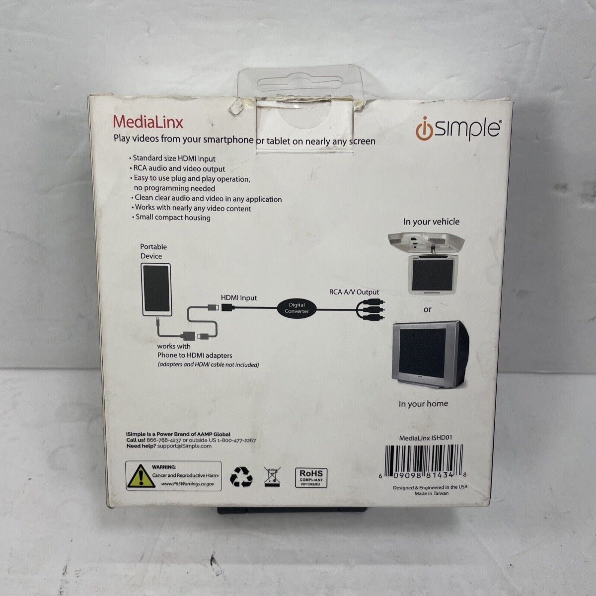 iSimple ISHD01 MediaLinx HDMI To AV Composite Car Video Game Adapter Cable