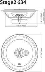 JBL Stage2 634 - 6.5"  250 Watt  3-way Coaxial Car Speakers