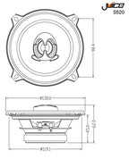 Juice JS520 2-way 5.25" (130cm) Coaxial 250 Watts Speakers