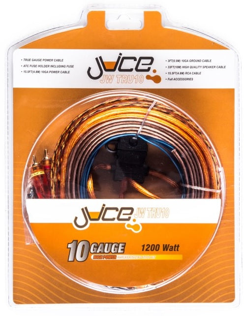 Juice JWTRU10 10 Gauge 1200 Watt AMP Wiring Kit with ATC fuse and holder.