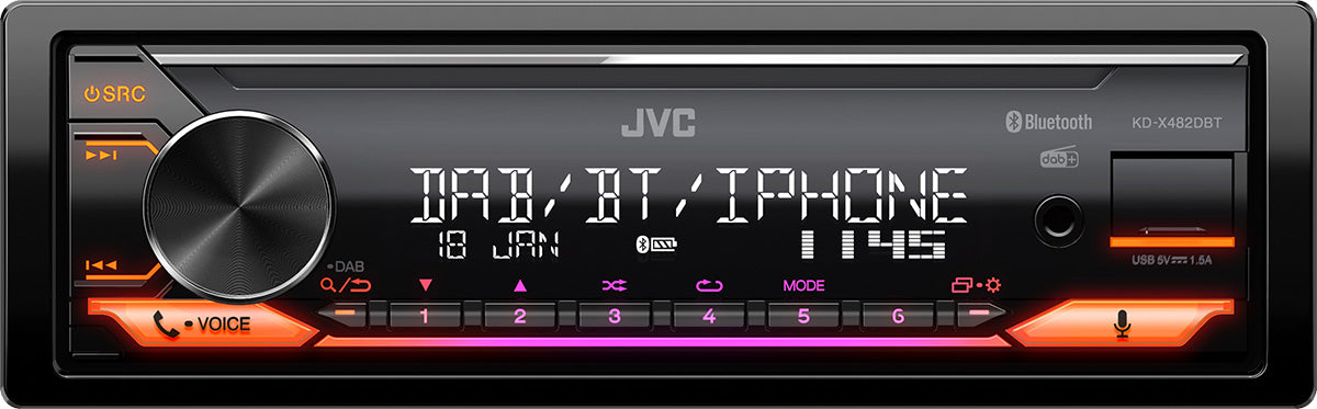 JVC KD-X482DBT Media Receiver with Bluetooth, DAB+ Tuner, Spotify & Amazon Alexa Ready DAB Aerial Included