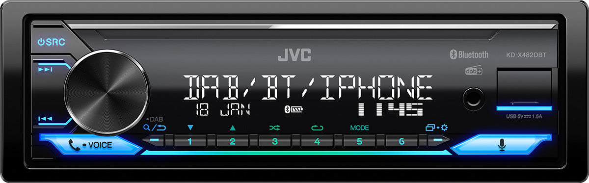JVC KD-X482DBT Media Receiver with Bluetooth, DAB+ Tuner, Spotify & Amazon Alexa Ready DAB Aerial Included