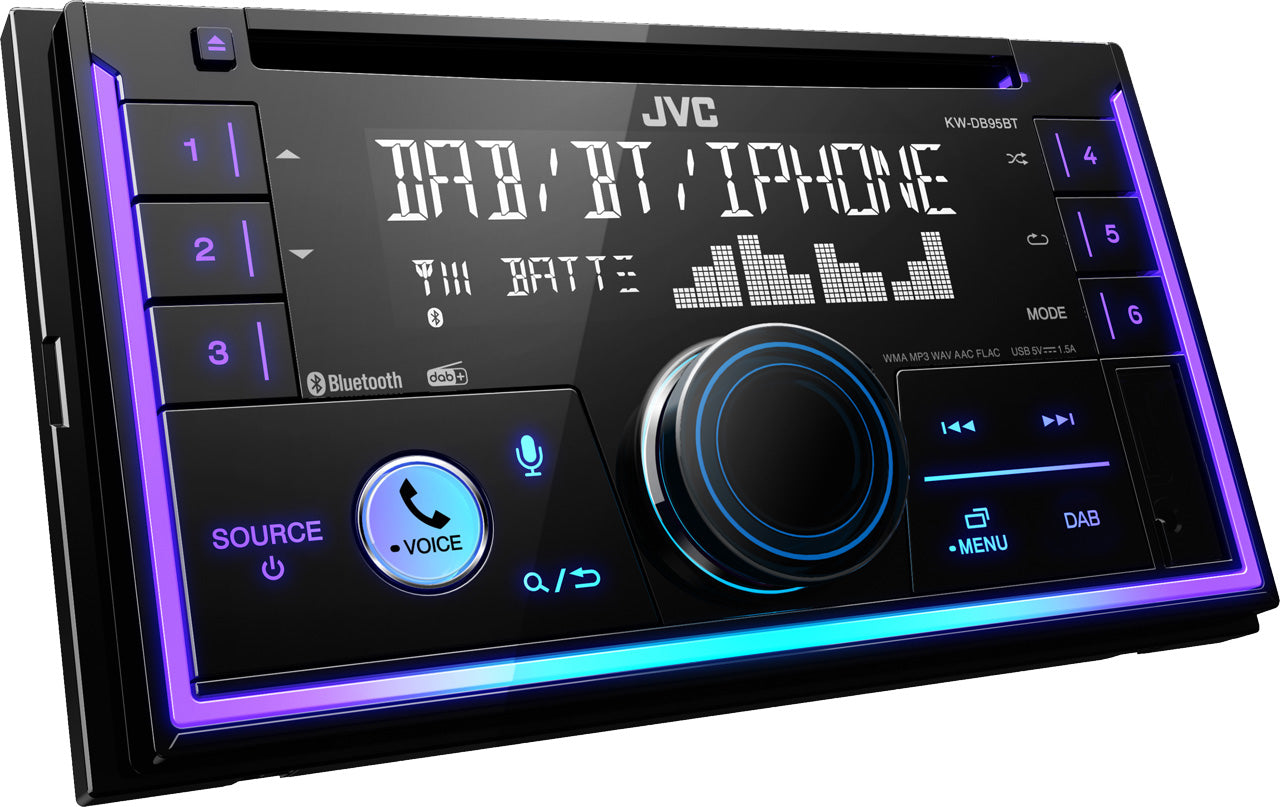 JVC KW-DB95BT Double DIN DAB CD/MP3/USB Variocolor AUX Bluetooth, Amazon Alexa,