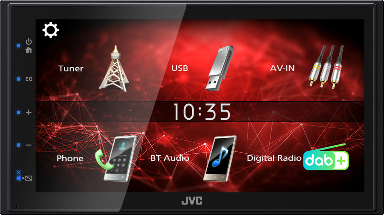 JVC KW-M27DBT Mechless 6.8" Touch Screen Android USB Mirroring, Bluetooth iPhone USB Short-body w/ DAB Aerial