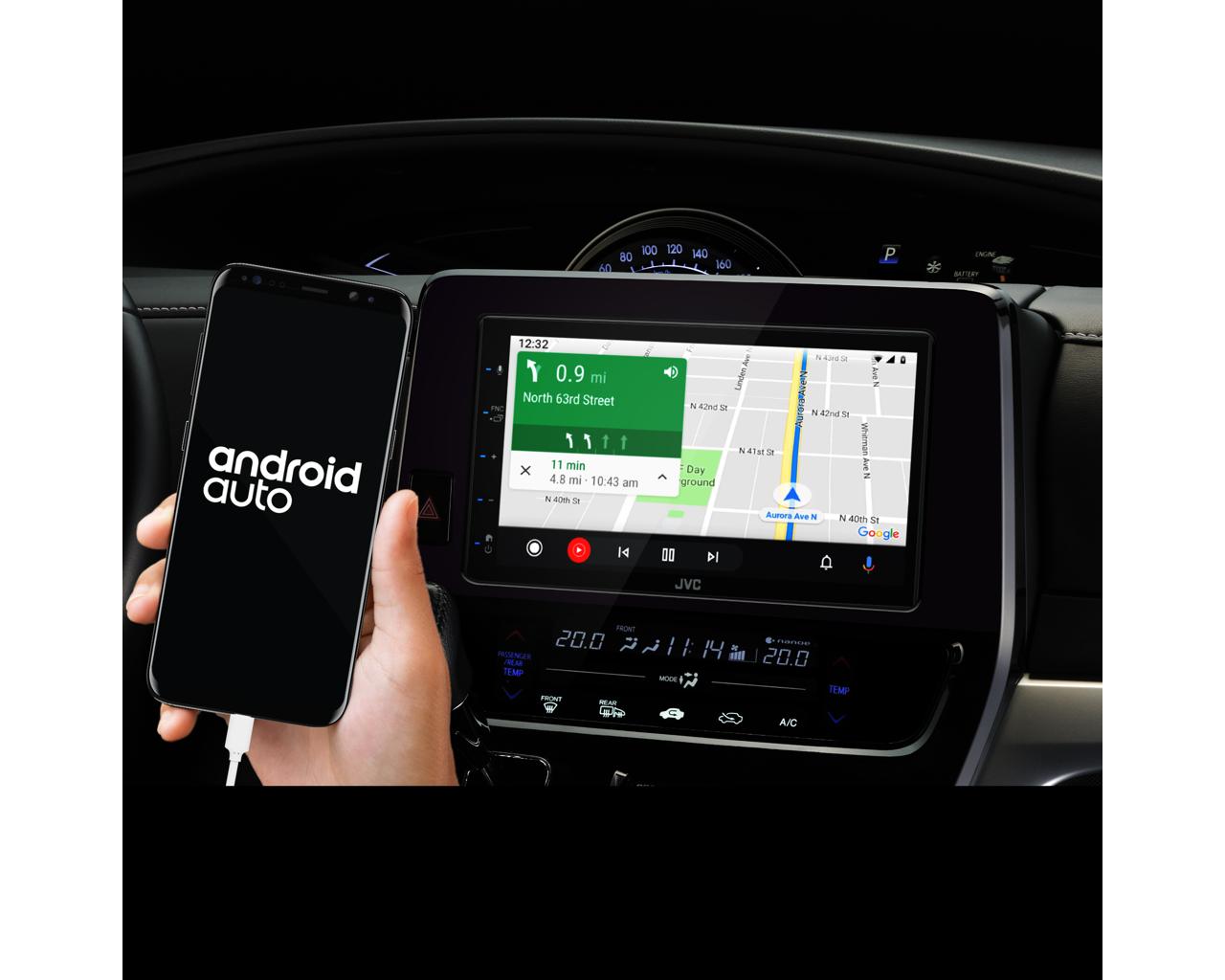JVC KW-M565DBT CAR-WAC Wireless Apple CarPlay 6.8" DAB Radio Bluetooth Apple CarPlay Android Short-body