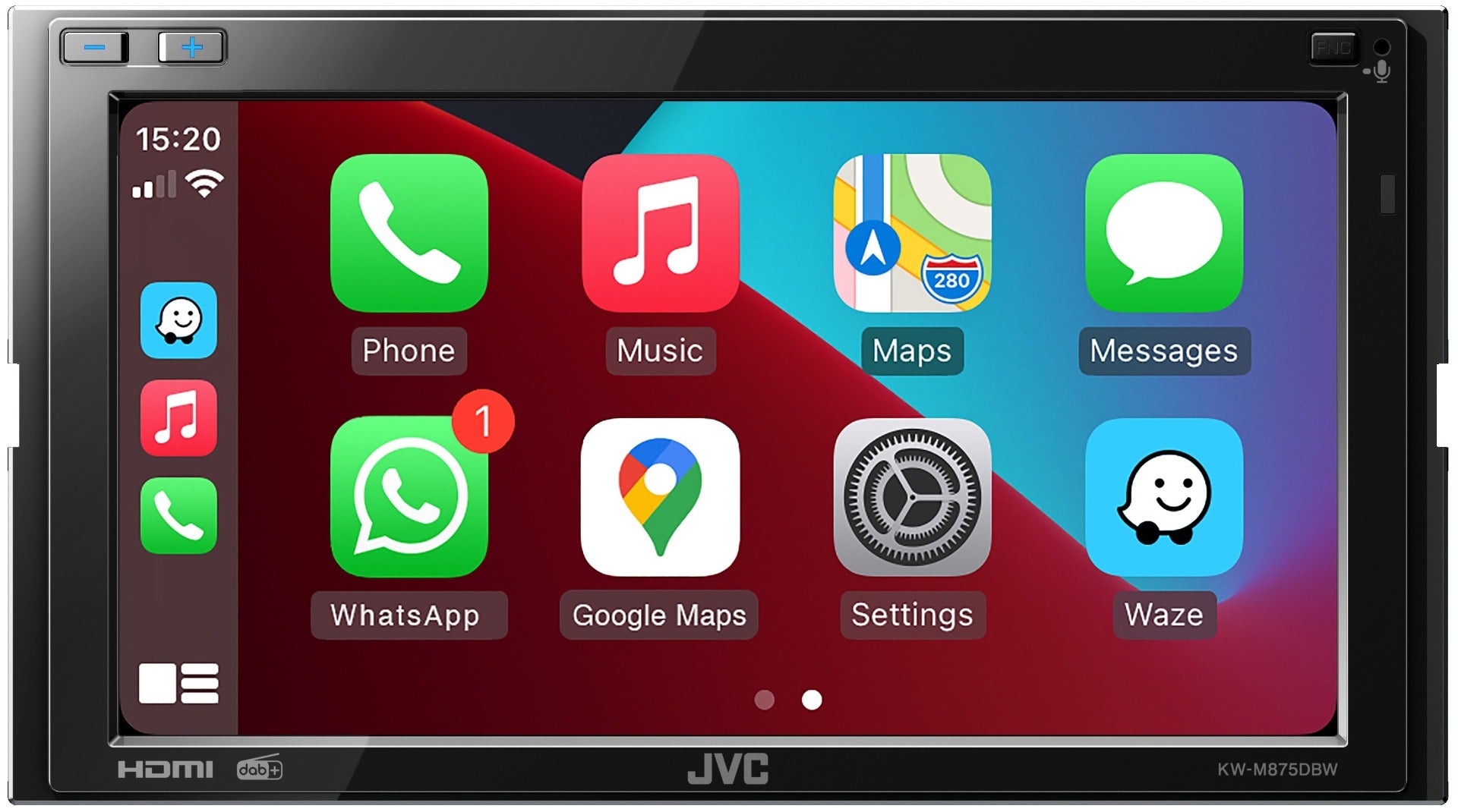 JVC KW-M875DBW Mechless 6.8" DAB Radio Bluetooth Apple CarPlay Android Short-body