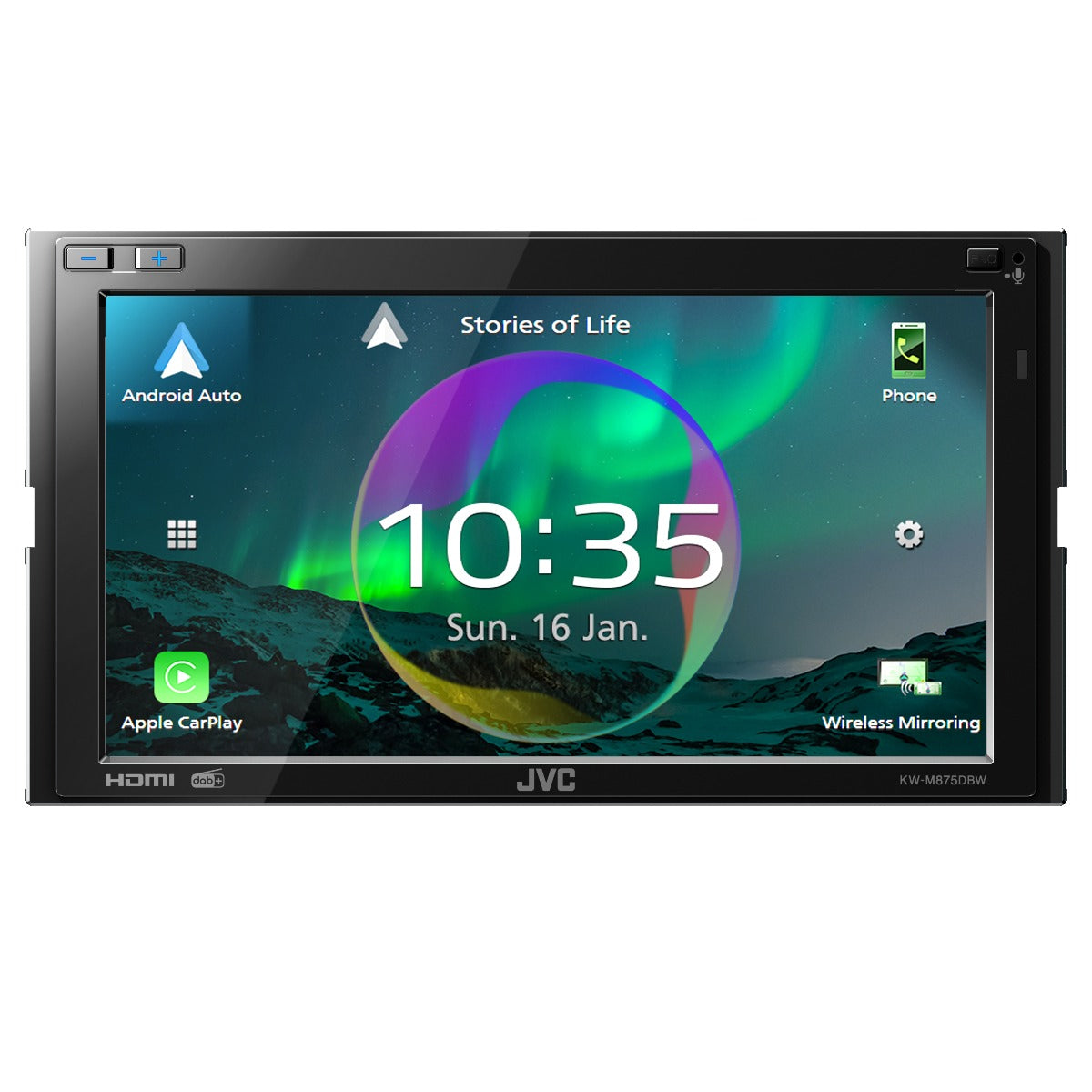 JVC KW-M875DBW Mechless 6.8" DAB Radio Bluetooth Apple CarPlay Android Short-body