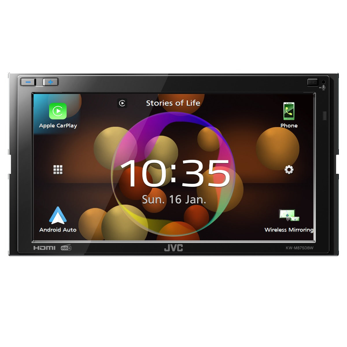 JVC KW-M875DBW Mechless 6.8" DAB Radio Bluetooth Apple CarPlay Android Short-body
