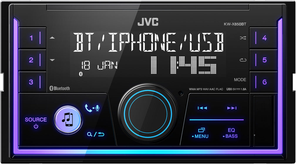 JVC KW-X850BT  Double DIN Digital Media Receiver Variocolor USB/AUX Bluetooth IPhone Ready