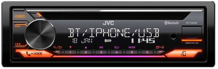 JVC KD-T922BT Bluetooth MP3/WMA/WAV/FLAC iPhone Android Stereo