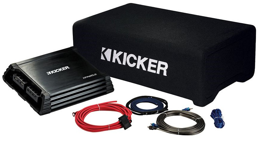 Kicker 49KKPDF212 12" Down Firing Loaded Enclosure With Amp & Wiring