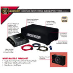 Kicker 49KKPDF212 12" Down Firing Loaded Enclosure With Amp & Wiring