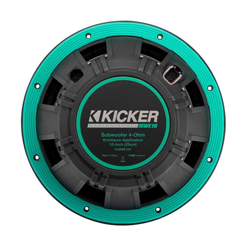Kicker 51MWF104  10" Marine Premium Subwoofer with RGBW LED lighting for Free Air Use  4 Ohm