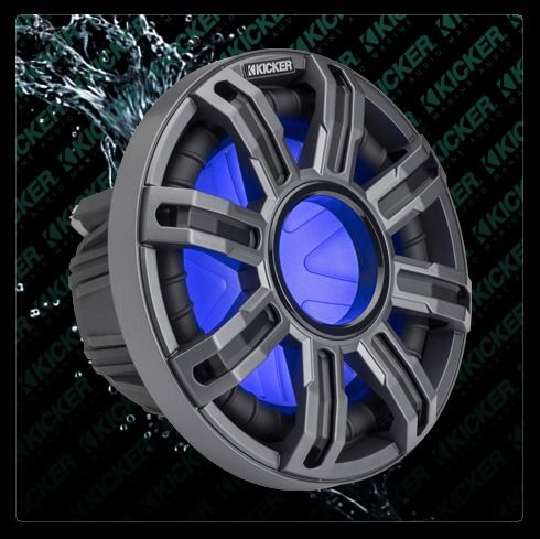 Kicker 51MWF104  10" Marine Premium Subwoofer with RGBW LED lighting for Free Air Use  4 Ohm