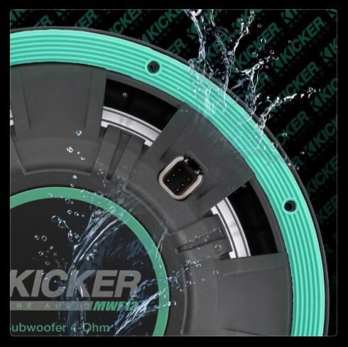 Kicker 51MWF124  12" Marine Premium Subwoofer with RGBW LED lighting for Free Air Use  4 Ohm