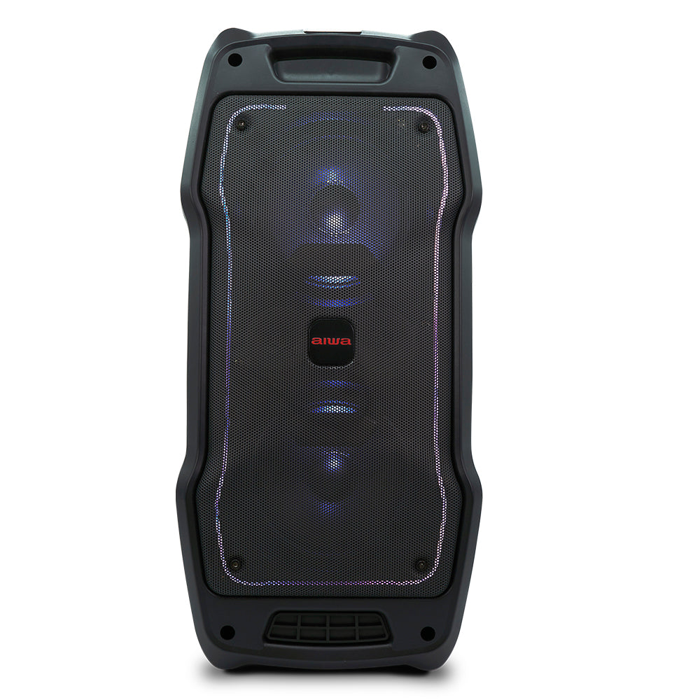 Aiwa KBTUS-400 Bluetooth Light Show Rechargeable Wired microphone input. Guitar input and Bass and treble volume control
