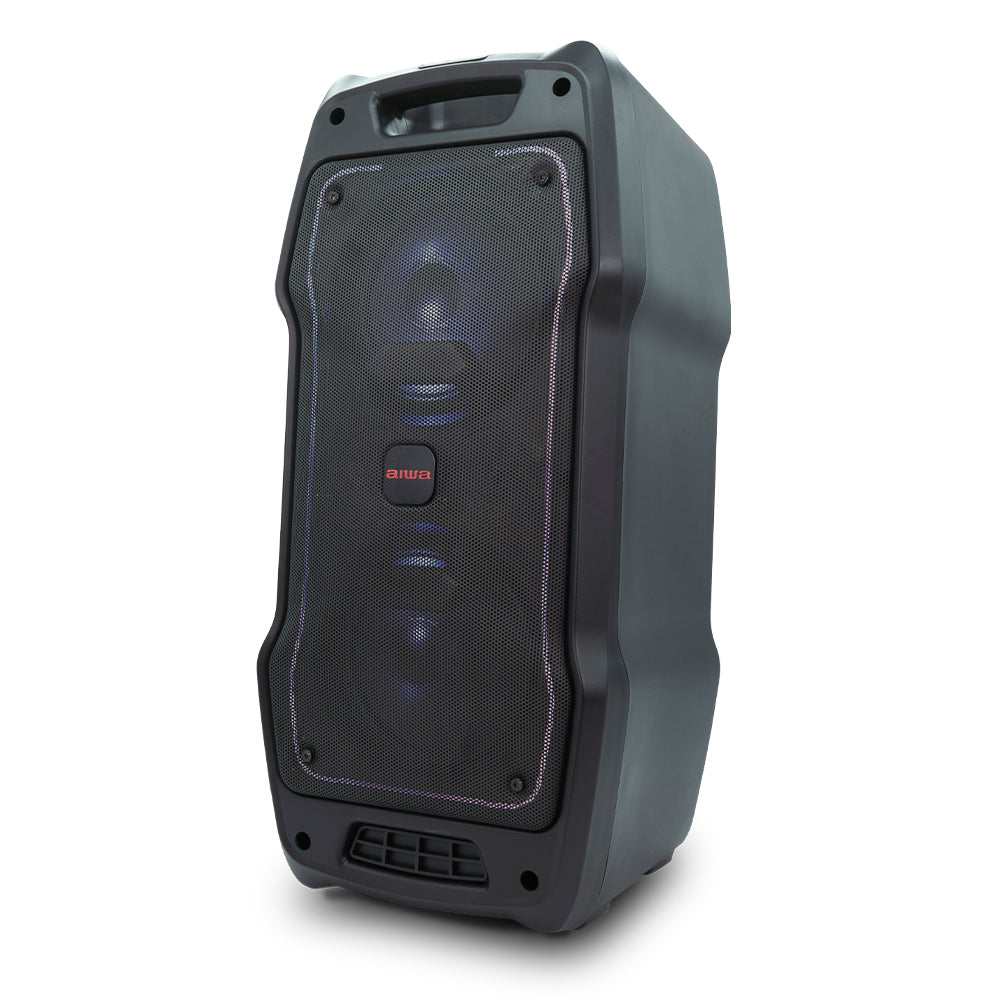 Aiwa KBTUS-400 Bluetooth Light Show Rechargeable Wired microphone input. Guitar input and Bass and treble volume control