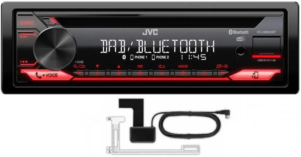 JVC KD-DB622BT DAB-Tuner Bluetooth MP3/WMA/WAV/FLAC iPhone Android Player DAB Aerial