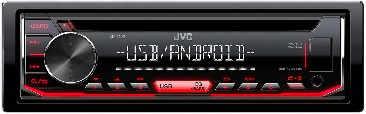 JVC KD-T402 Rotary Control Front USB/AUX Input MP3 FLAC Android Playback Car Tuner