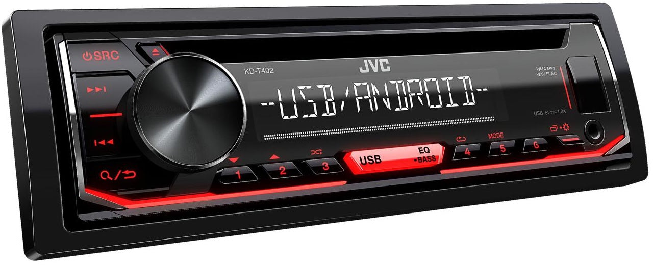 JVC KD-T402 Rotary Control Front USB/AUX Input MP3 FLAC Android Playback Car Tuner