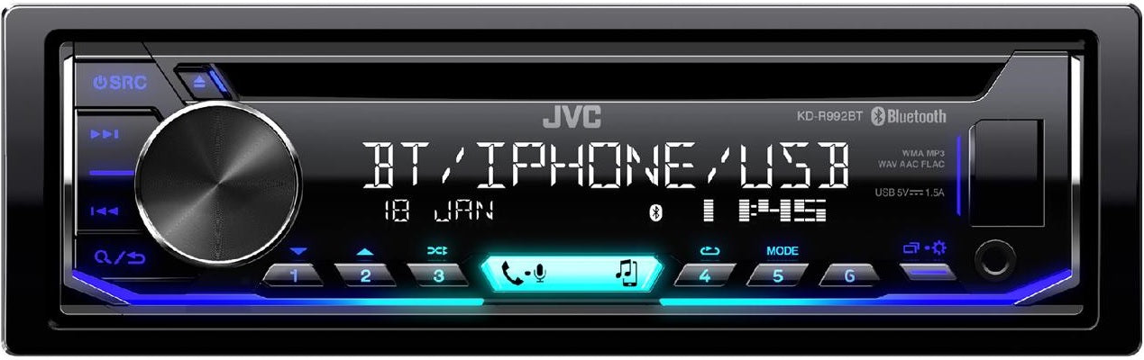 JVC KD-T992BT Bluetooth & Spotify MP3/WMA/WAV/FLAC iPhone Android Stereo
