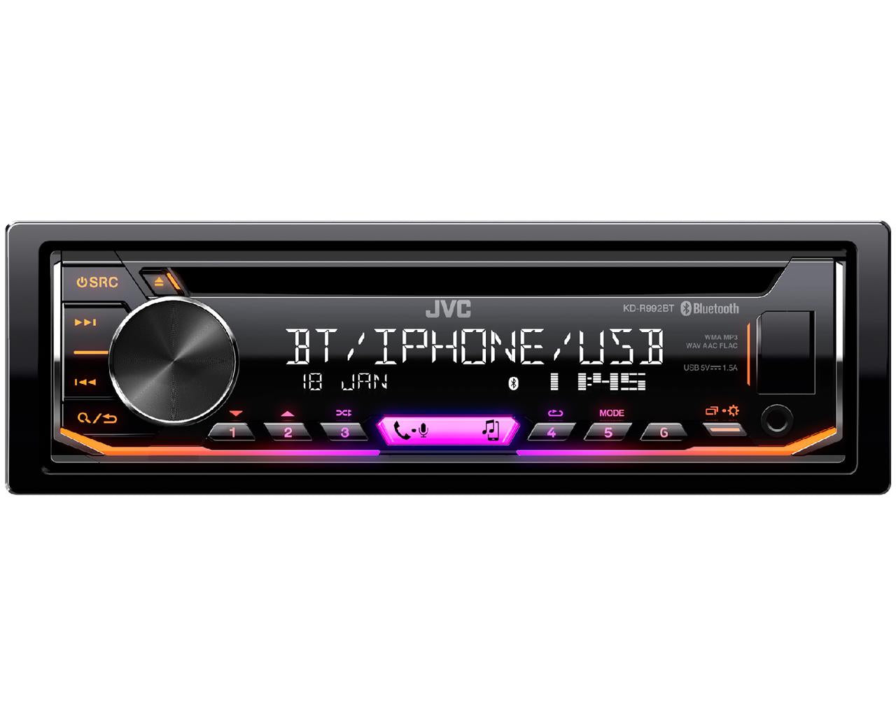 JVC KD-T992BT Bluetooth & Spotify MP3/WMA/WAV/FLAC iPhone Android Stereo