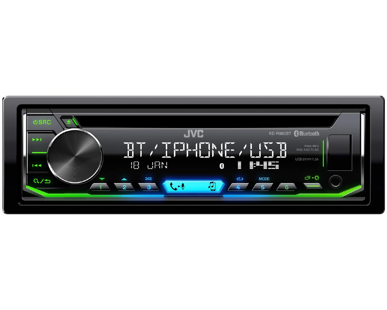 JVC KD-T992BT Bluetooth & Spotify MP3/WMA/WAV/FLAC iPhone Android Stereo