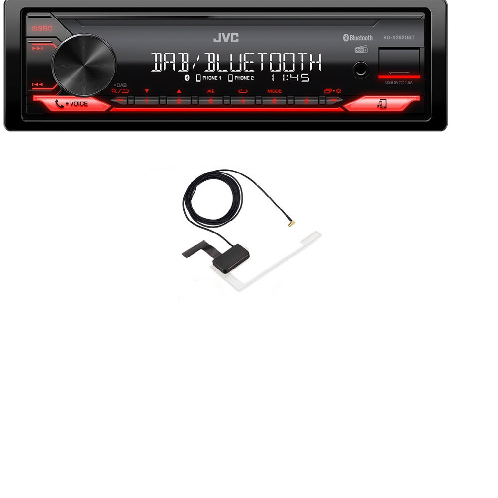JVC KD-X282DBT Single Din Digital Media Receiver Bluetooth, USB, Aux DAB+ Digital Radio W/ Aeriall