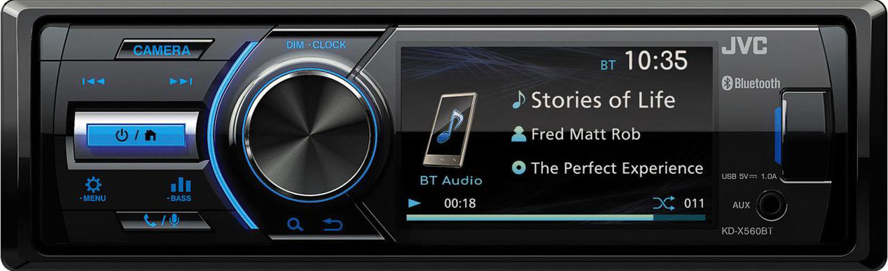 JVC KD-X560BT Digital Media Receiver with 3-inch Monitor, Bluetooth + Pioneer ND-BC9 Reverse Camera