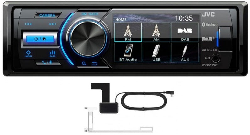 JVC KD-X561DBT Digital Media Receiver with 3-inch Monitor, Built-In DAB Tuner and Built-in Bluetooth® with DAB Aerial