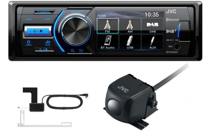 JVC KD-X561DB Digital Media Receiver with 3-inch Monitor, DAB, Bluetooth and KV-CM30 Camera