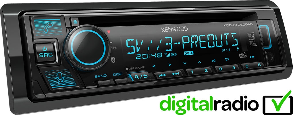 Kenwood KDC-BT960DAB CD/USB iPhone Android Ready, Bluetooth & DAB+ Digital Radio inc DAB Aerial