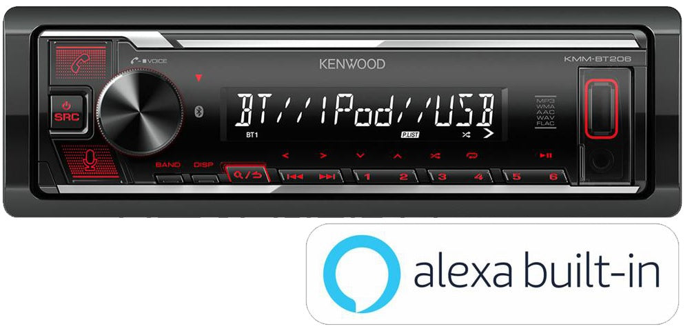 Kenwood KMM-BT206 Mechless Amazon Alexa iPhone Android Bluetooth USB