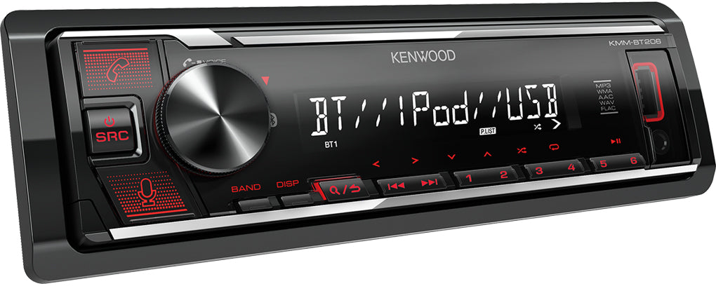 Kenwood KMM-BT206 Mechless Amazon Alexa iPhone Android Bluetooth USB