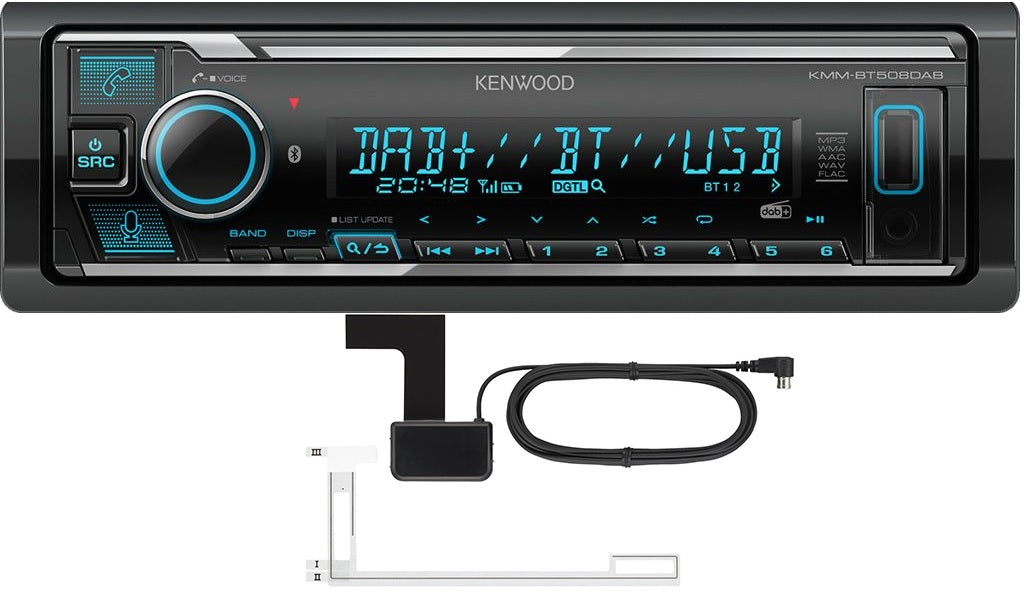 Kenwood KMM-BT508DAB DAB Radio/Alexa iPhone Android Bluetooth with DAB AERIAL